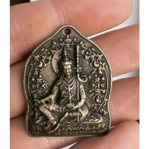 Amulet Bronze Brass Tibetan Buddha Green Lotus Buddha Amulet Pendant guanyin Maitreya Buddha Manjushri statues