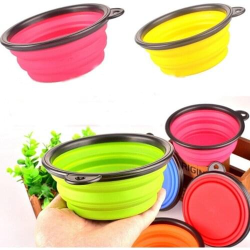 Large Collapsible Dog Pet Folding Silicone Bowl Outdoor Travel Portable Puppy Food Container Feeder Dish Bowl