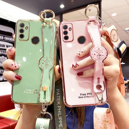 Wristband Holder Case For OPPO A53 2020 Phone Case Shell For OPPO A53S Cover Shockproof Cases A53 S 2020 Fundas Luxury Strap New