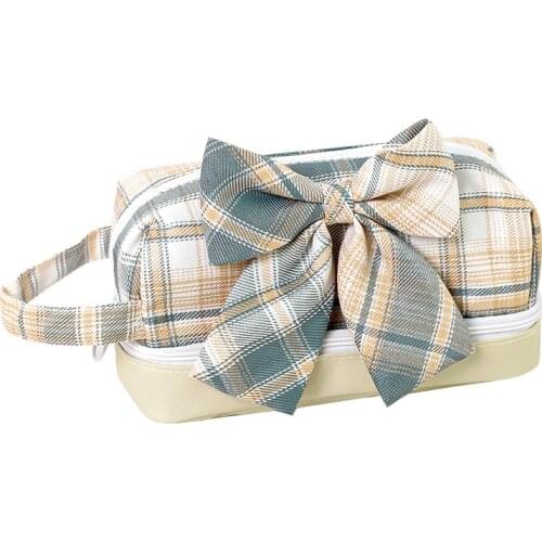 4-color Pencil Case College Style Large-capacity Bowknot pencil case Girl Heart Student Stationery Box bag multi-layer Bag