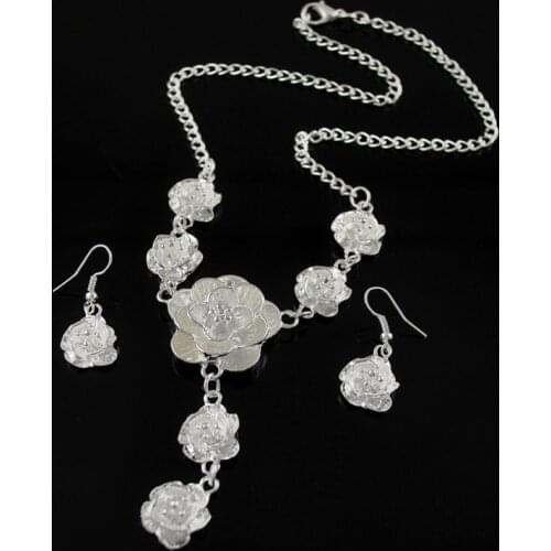 Flower Vinage Look Necklace Pendant Earrings Bracelet Jewlery Sets for Women Gift Fahion Old Looking TZ0004