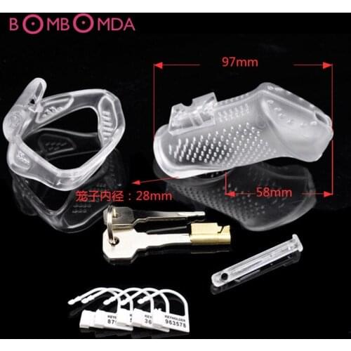 Long 3D Male Chastity Cock Cages Devices Sex Toys For Men 3pcs Penis Rings +1pcs built-in lock + 5pcs Coding lock + 1pcs Plug