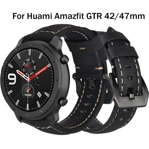 Leather bracelet Watchband Wrist Band for Honor Magic For Huawei Watch GT gt2 46mm Bracelet Strap for Huami Amazfit GTR 47 42MM