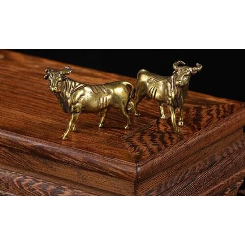 Brass Animal Statue Ornament Chinese Zodiac Ox Desk Deco Small Ornament Cattle Bronze Sculpture Ox Geomancy Gift