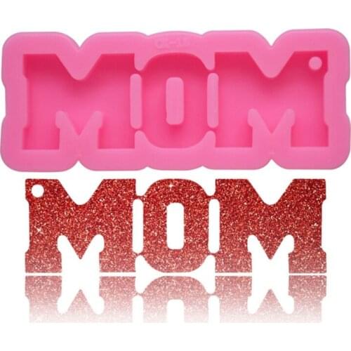 MOM Keychain Silicone Mold with Hole Mothers Day Cake Chocolate Fondant Mold Sports Soap Mould Clay Baking Crystal Tool