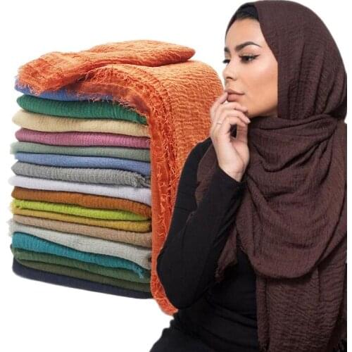 Muslim women Cashew nut crinkle hijab scarfs female cotton headscarf arab wrap head scarves ladies hijab femme musulman