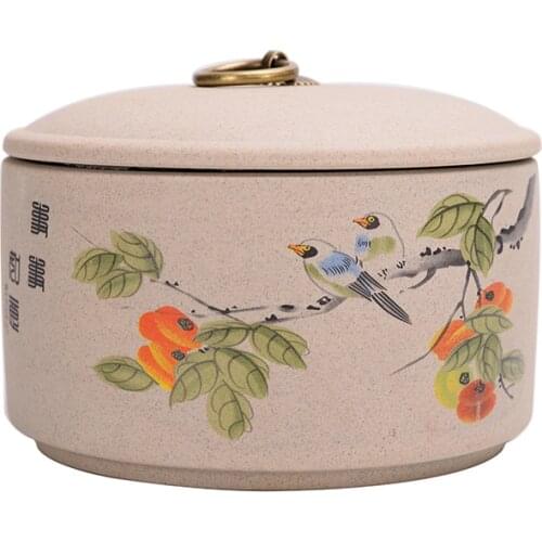 Volcanic Clay Ceramic New Tea Jar Sealed Moisture-Proof Large Half a Catty Package Household Pu'er Storage Packing Boxes