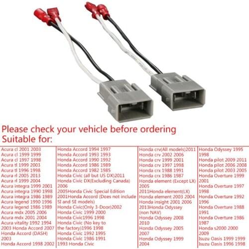 2021 New 2Pcs Speaker Wire Harness Adapter Plug Connector Wiring Cable Adaptor For HONDA