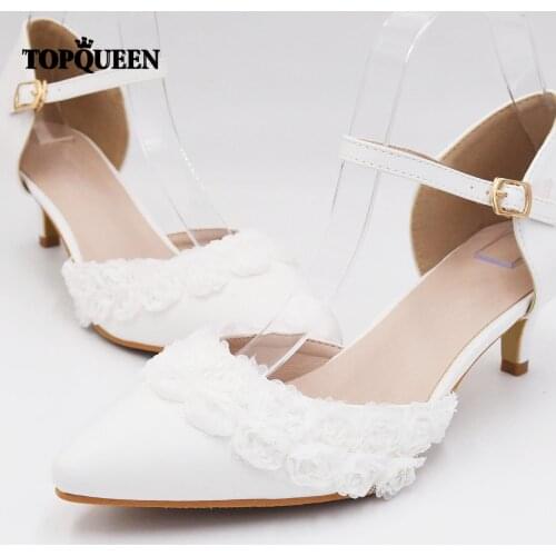 TOPQUEEN-A25 A Pair of Clearance White Wedding Shoes Beautiful Bride Wedding Accessories Womens Shoes Elegant