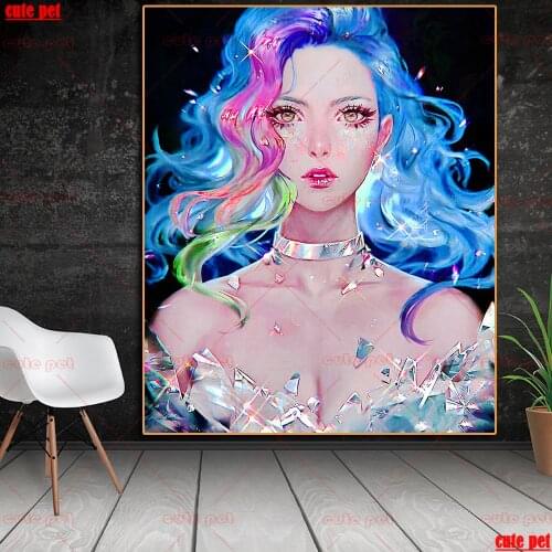 Full Square round Drill Glossy Fantasy Goddess embroidery puzzle Diamond mosaic DIY Diamond painting Cross stitch Picture Decor