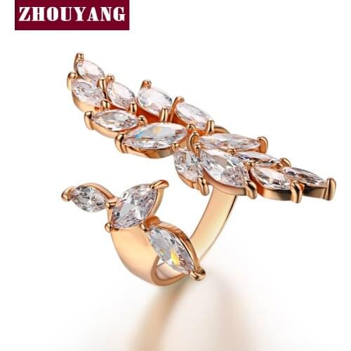 Luxurious Cubic Zirconia Rose Gold Color Fashion Resizable Ring Jewelry For Women Party ZYR349-1 ZYR349-2