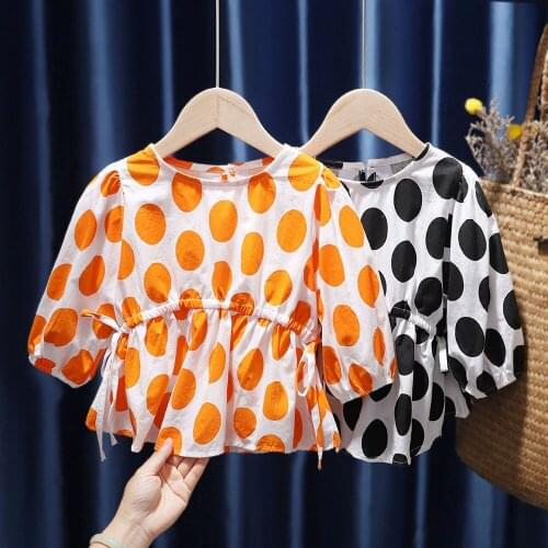 Toddler Girls Long Sleeve Shirt Baby Kids Fashion Dots Clothing Infant Children O-neck Blouse Elastic Clothes 2021 Spring Tops