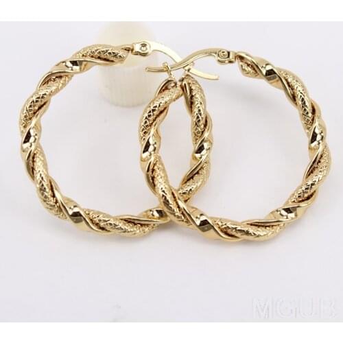 Popular 35mm Hoop earrings 4mm stainless steel earring twisted wire Large fashion jewelry Wholesale LH939