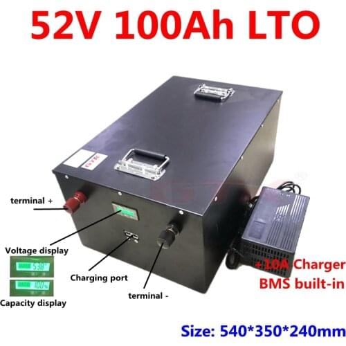 Steel case LTO 52.8V 22S 52v 100Ah Lithium titanate battery for autocaravanas car Solar system energy storage+10A Charger