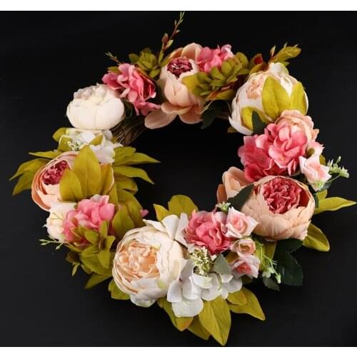 Artificial Flower Wreath Peony Wreath 16inch Door Wreath Spring Wreath Round Wreath For The Front Door Wedding Home Decor