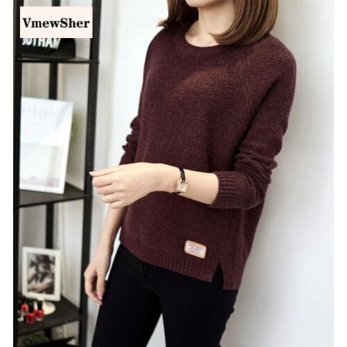 VmewSher Autumn Sweater 2020 Winter Women Fashion O-neck Casual Women Sweaters and Pullover Warm Long Sleeve Knitted Sweater