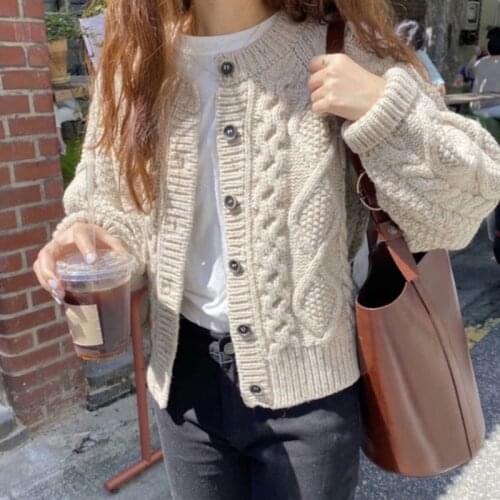 Lamtrip Kawaii Twisted Cardigan Knitted Sweater 2021 Autumn Winter