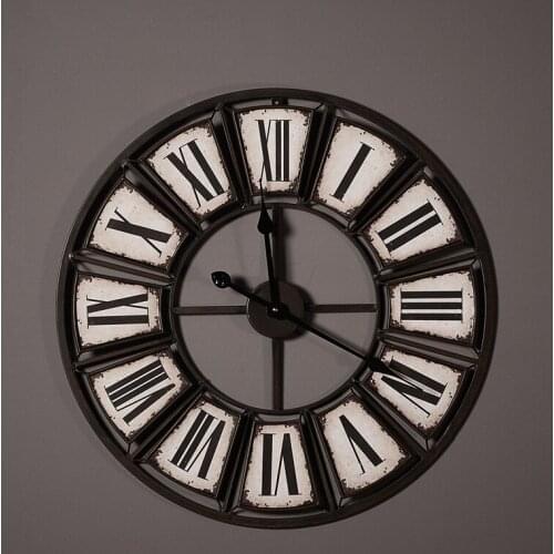 Industrial age style hollow iron art clocks luxury decoration handmade oversized wall clock Villa Club Bar Cafe Wall Clock