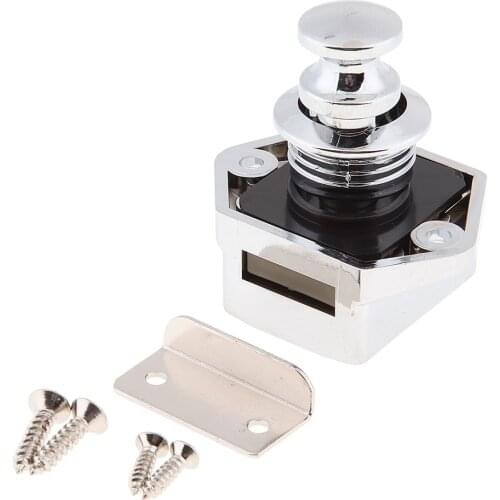 Pearl Chrome Keyless Cupboard Push Latch Lock For RV Cupboard Caravan Lock