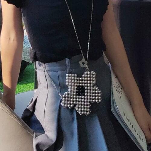 Women bag 2020 new Metallicbead Flap Chains Fashion Solid Hasp Shoulder Bag Lipstick bag purse Decorative bag Euro-America style