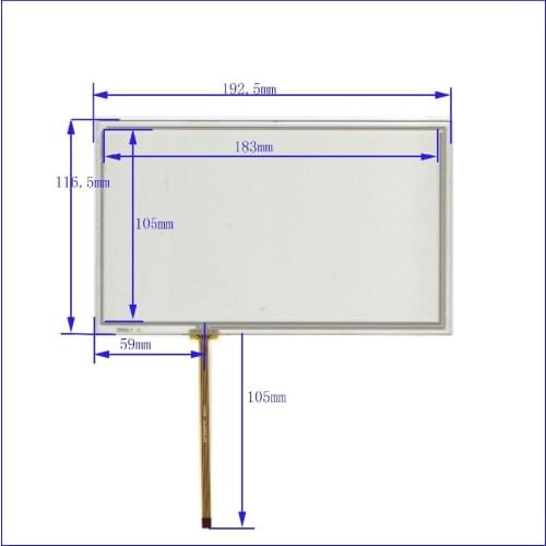 ZhiYuSun XWT640 193*116 8inch 4 lins Touch Screen For GPS CAR For AT080TN64display 193mm*116mm the cable from the left 59mm