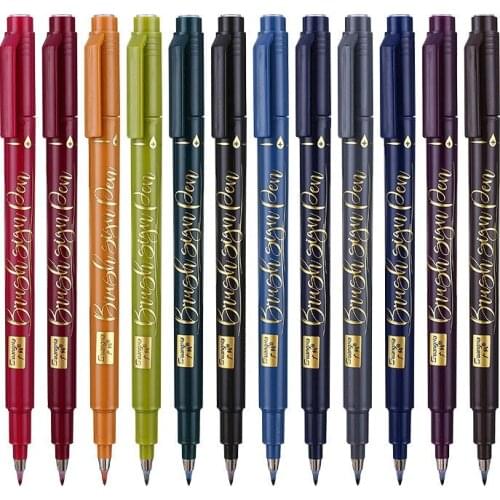 0.7MM 1.0MM 2.0MM 12Colors Calligraphy Brush Pen Set Micron Needle Art Markers Pen forDrawing Design Hand lettering Stationery
