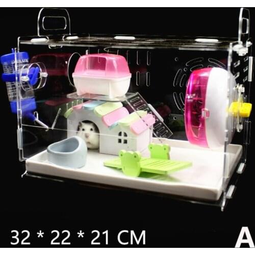 1 Storey Luxury Crystal Hamster Cage Castle House Small Animal Cages Transparent Cages (32*22*23cm)
