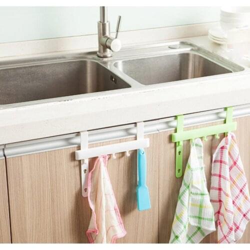 1 PC Kitchen Door Rack Hooks Sticky Seamless Paste Hanging Storage Kitchen Top Home Organization Rack Storage Hooks