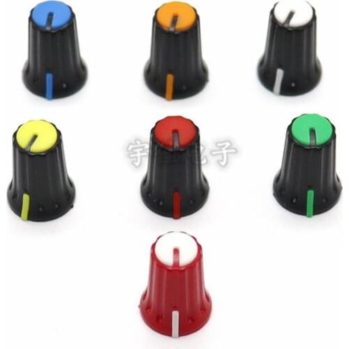 10 Piece 12 * 16.5mm two-color plastic knob flower shaft / D flower inner hole 6mm potentiometer switch adjustment knob