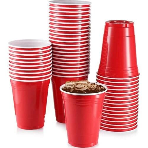 10Pcs/Setx Party Cup Bar Restaurant Supplies Household Items for Home Supplies 450ml Red Disposable Plastic Cup Cheap wholesale