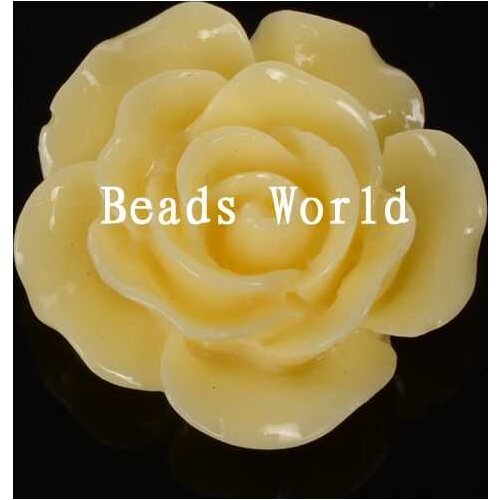 100 Pcs Yellow Rose Flower Resin Flatback Cabochon Scrapbook Decoration Jewelry DIY 15mm Dia(W06003 X 1)