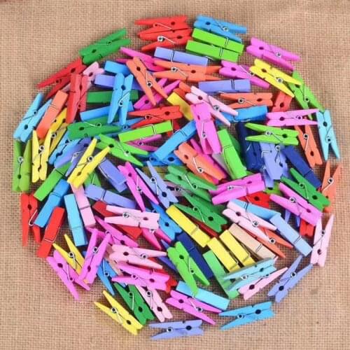 100pcs Color Wooden Garment Clips Small Clothespin Clips Album Photo Paper Memo Pegs Craft Scrapbooking Decor Suspender Clip