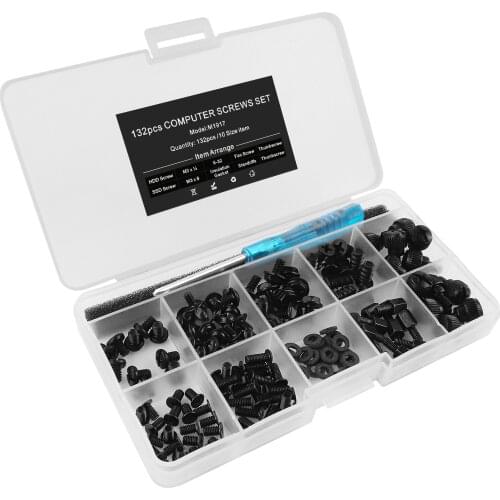 132pcs Personal Computer Desktop Screw Standoffs Set for Motherboard HDD SSD PC