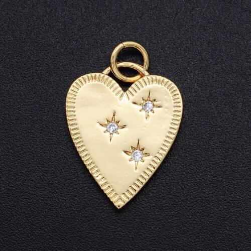 14x17mm Star CZ Zircon DIY Jewelry Heart Charm Pendant Wholesale Bracelet Making Charm Jewellery Accessories Top Quality