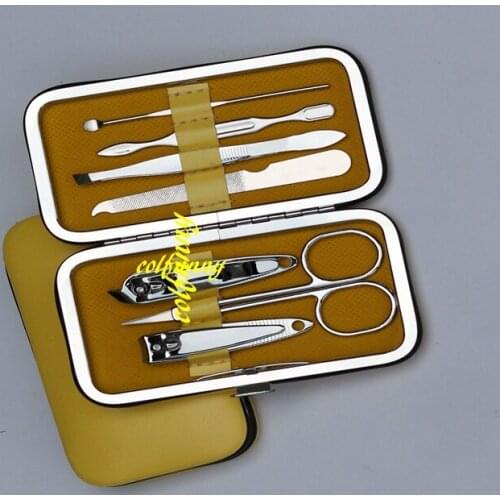 200sets/lot HOT 7 in 1 pcs Nail Clipper Kit Nail Care Set Pedicure Scissor Tweezer Knife Ear pick Utility Manicure Set Tools