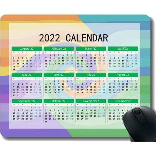 2022 Calendar Mouse Pad with Holidays,Vrschenie Background Light Color Mouse Mat for Office Computers Laptop Men Women