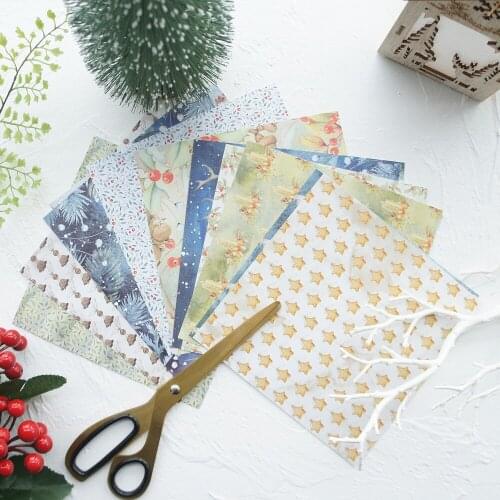 24 sheets DIY 12 style 15.2*15.2cm winter leaves elk star theme craft paper as scrapbooking creative paper DIY handmade gift use