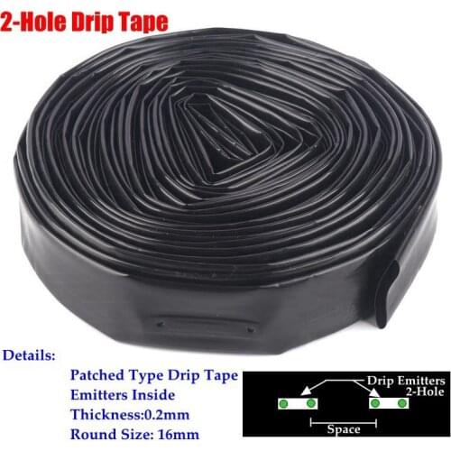 5~50m16mm 2-Hole Irrigation Drip Tape Greenhouse Under Film Irrigation Drip Hose Micro Irrigation System Streamline Soaker Hose