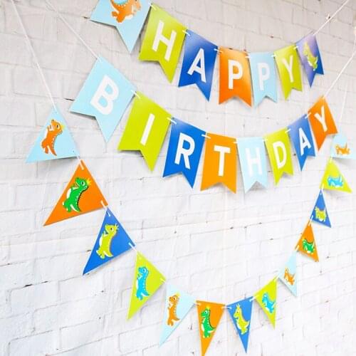 5M Dinosaur Banner Hanging Flag Dinosaur Garland Banner Baby Shower Birthday Party Kid Room Kindergarten Decoration Supplies