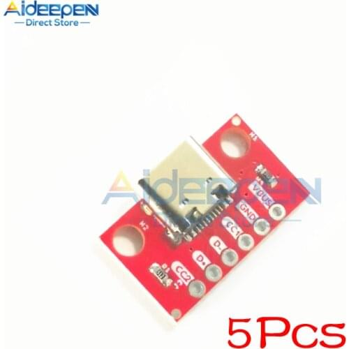 5Pcs USB 3.1 Type-C Connector 16 Pins Female Socket Receptacle Adapter to Solder Wire & Cable 16 Pins Support PCB Board