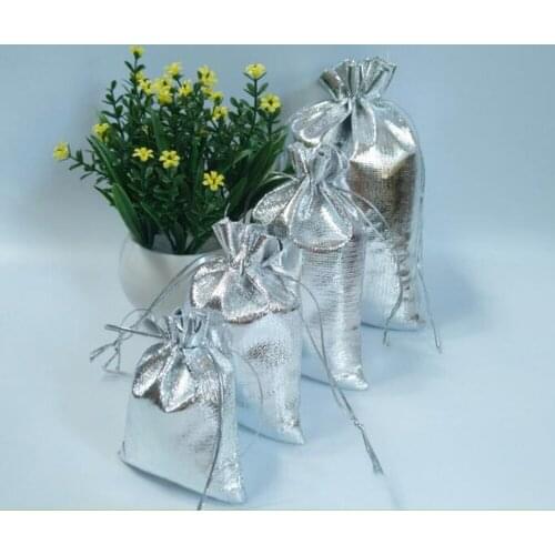 50PCS/lot Silver Foil Organza Bag Jewelry Packaging Bags Pouches Wedding Party Favor Gift Pouch Bags Christmas Decoration Pouch