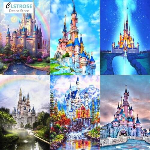 5D DIY Diamond Painting Castle Landscape Square Round Diamond Embroidery Mosaic Acrylic Cross Stitch Kit Home Decoration Artwork