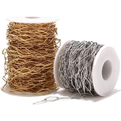 8MM width gold/silver tone Stainless Steel Rhombus Link Chains for DIY Jewelry Making