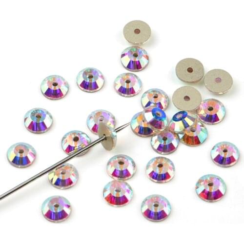 AAAAA Quality Crystal Round Crystal AB/Clear Golden Base Sew On Rhinestones Beads Sewing On Rhinestone Wedding dress Accessories