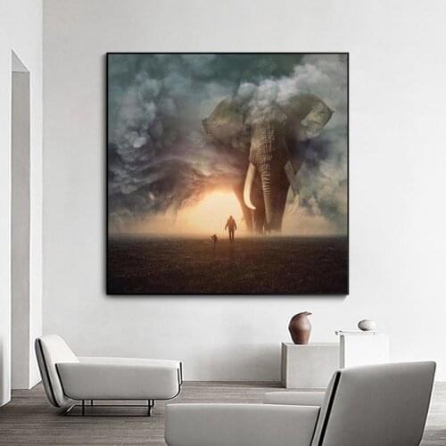 Abstract Giant Elephant Posters Nordic Canvas Wall Art Painting Home Decor Creative Animal Art Picture for Living Room Decor