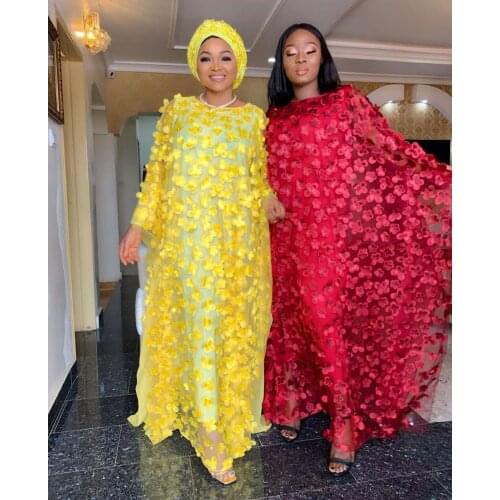 HOUSEOFSD 2021 African Lace Dresses For Women Dashiki Bazin Embroidery Abaya Dubai Muslim Kaftan Boubou Robe Woman Long Dress