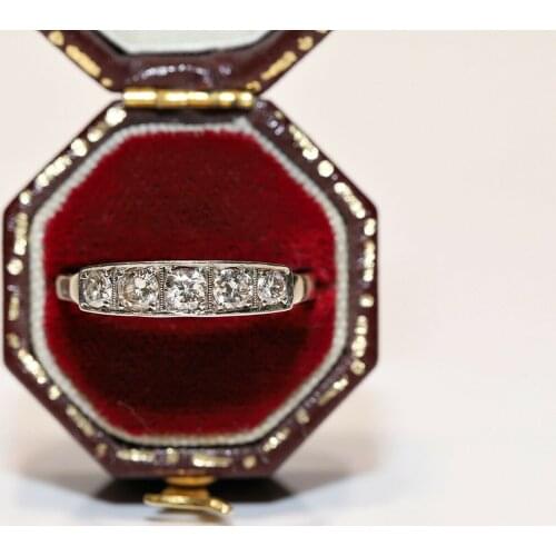 ANTIQUE ORIGINAL VICTORIAN 14K GOLD NATURAL DIAMOND DECORATED PRETTY RING