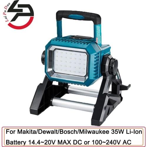 Power Supply For Makita For Dewalt For Milwaukee For Bosch 35W 14.4V-20V DC Lithium Battey Tool Working LED Light Spotlight
