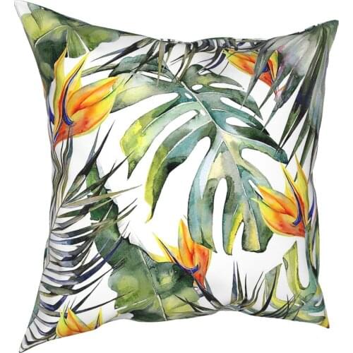 Tropical Garden Palm Leaves Pillow Case Home Decorative Leaf Green Cushion Cover Throw Pillow for Sofa Double-sided Printing
