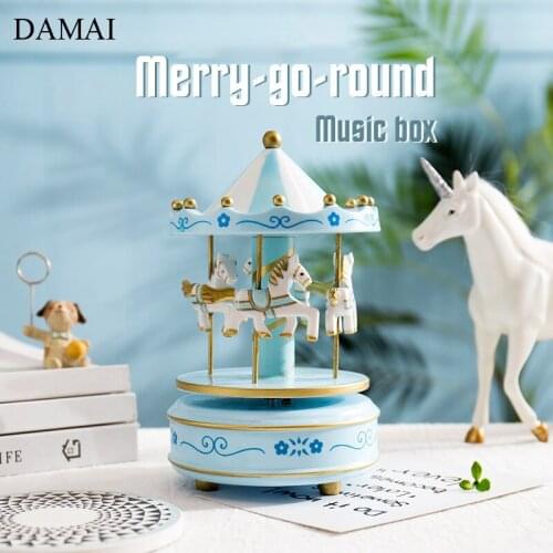 Merry-go-round Decorative Figurine Modern Animal Music Box Living Room Decoration Ornaments Gifts for Children Home Decora